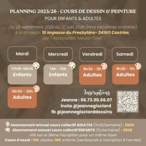 Cours de Dessin & Peinture – Inscriptions 2025/26
