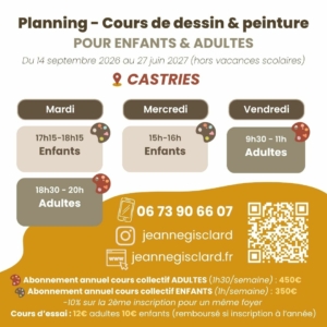 Cours de Dessin & Peinture – Inscriptions 2026/27